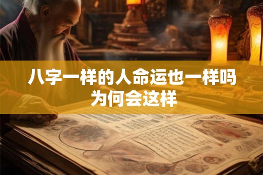 八字一样的人命运也一样吗 为何会这样