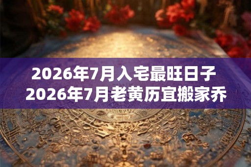 2026年7月入宅最旺日子 2026年7月老黄历宜搬家乔迁的黄道吉日
