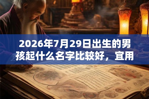 2026年7月29日出生的男孩起什么名字比较好，宜用什么字