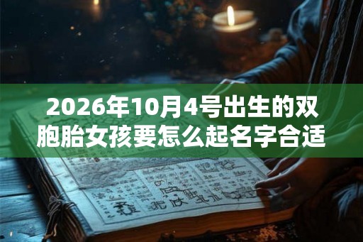 2026年10月4号出生的双胞胎女孩要怎么起名字合适，五行属什么？