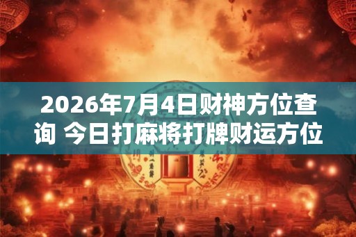 2026年7月4日财神方位查询 今日打麻将打牌财运方位！