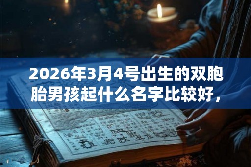 2026年3月4号出生的双胞胎男孩起什么名字比较好，五行属什么