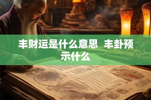 丰财运是什么意思  丰卦预示什么