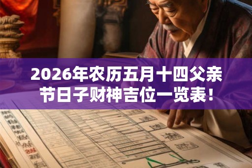 2026年农历五月十四父亲节日子财神吉位一览表！