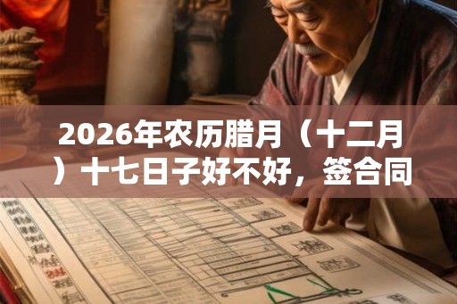 2026年农历腊月（十二月）十七日子好不好，签合同签约合适吗？