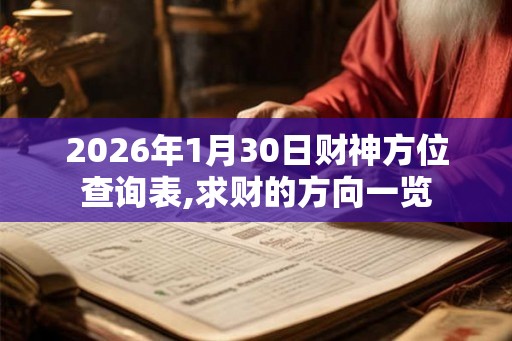 2026年1月30日财神方位查询表,求财的方向一览 2026年1月30日财神方位查询表,求财的方向一览
