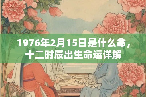 1976年2月15日是什么命，十二时辰出生命运详解