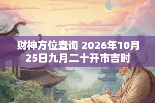 财神方位查询 2026年10月25日九月二十开市吉时