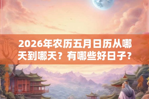 2026年农历五月日历从哪天到哪天?有哪些好日子? 2026年农历五月日历从哪天到哪天?有哪些好日子?