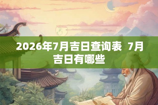 2026年7月吉日查询表  7月吉日有哪些