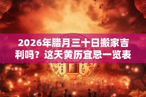 2026年腊月三十日搬家吉利吗？这天黄历宜忌一览表