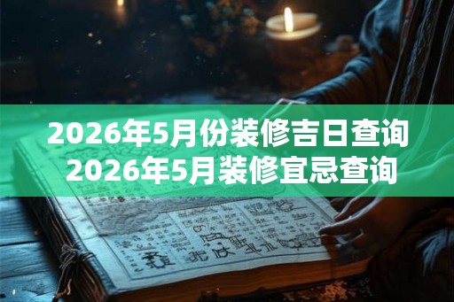 2026年5月份装修吉日查询 2026年5月装修宜忌查询