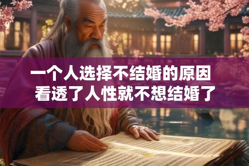 一个人选择不结婚的原因 看透了人性就不想结婚了 一个人选择不结婚的原因 看透了人性就不想结婚了