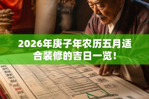 2026年庚子年农历五月适合装修的吉日一览！