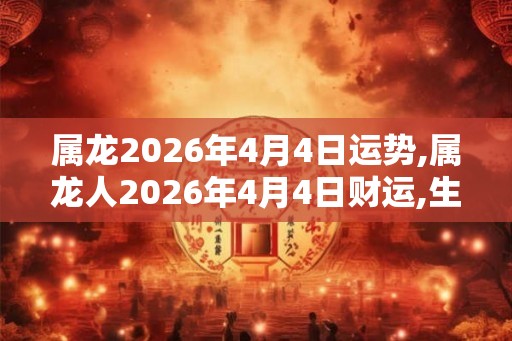 属龙2026年4月4日运势,属龙人2026年4月4日财运,生肖龙2026年4月4日运势