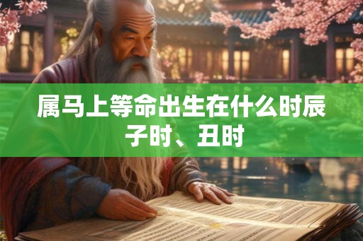 属马上等命出生在什么时辰 子时、丑时