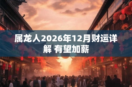 属龙人2026年12月财运详解 有望加薪