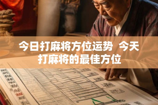 今日打麻将方位运势  今天打麻将的最佳方位