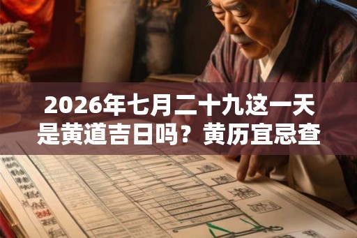 2026年七月二十九这一天是黄道吉日吗?黄历宜忌查询 2026年七月二十九这一天是黄道吉日吗?黄历宜忌查询