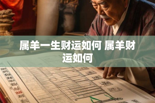 属羊一生财运如何 属羊财运如何