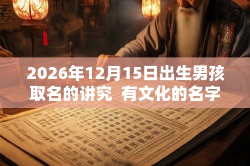 2026年12月15日出生男孩取名的讲究  有文化的名字大全