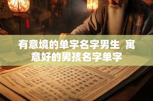 有意境的单字名字男生  寓意好的男孩名字单字