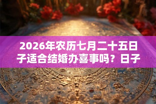 2026年农历七月二十五日子适合结婚办喜事吗？日子合适吗？