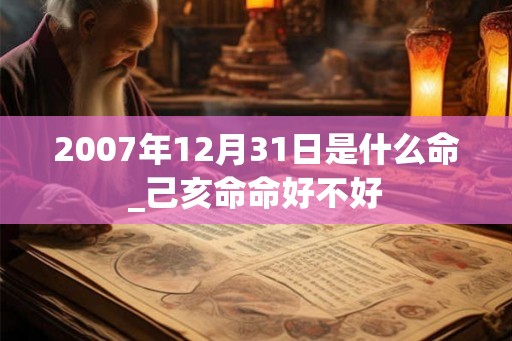 2007年12月31日是什么命_己亥命命好不好