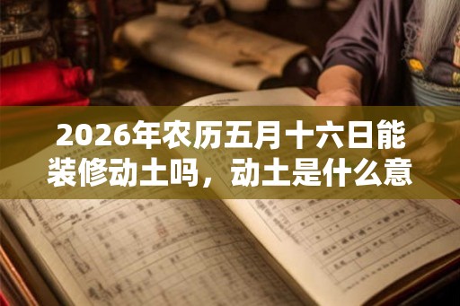 2026年农历五月十六日能装修动土吗，动土是什么意思？