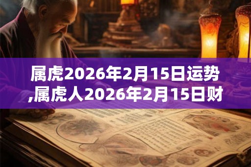 属虎2026年2月15日运势,属虎人2026年2月15日财运,生肖虎2026年2月15日运势