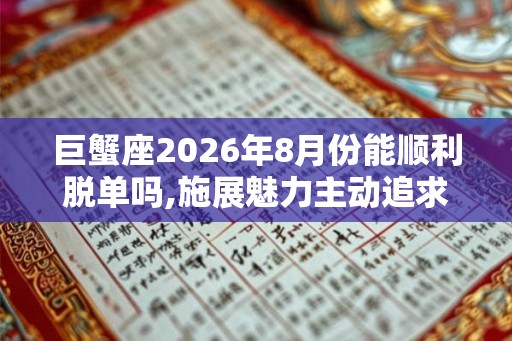 巨蟹座2026年8月份能顺利脱单吗,施展魅力主动追求