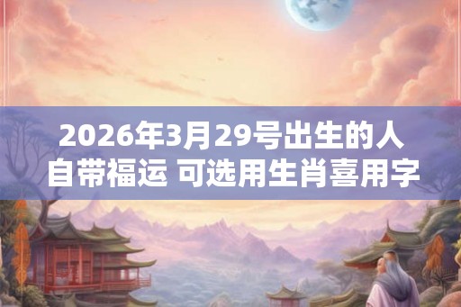 2026年3月29号出生的人自带福运 可选用生肖喜用字取名