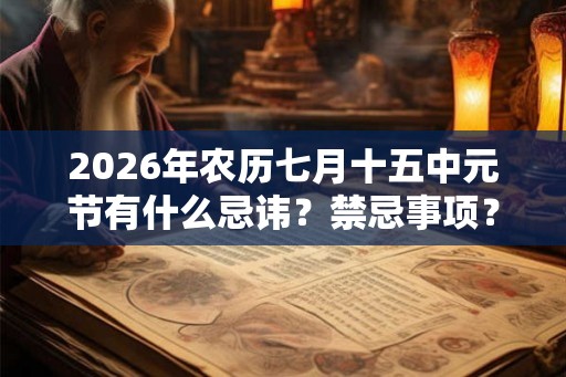 2026年农历七月十五中元节有什么忌讳？禁忌事项？