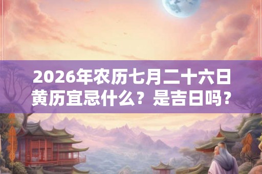 2026年农历七月二十六日黄历宜忌什么？是吉日吗？