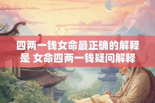 四两一钱女命最正确的解释是 女命四两一钱疑问解释何 四两一钱女命最正确的解释是 女命四两一钱疑问解释何
