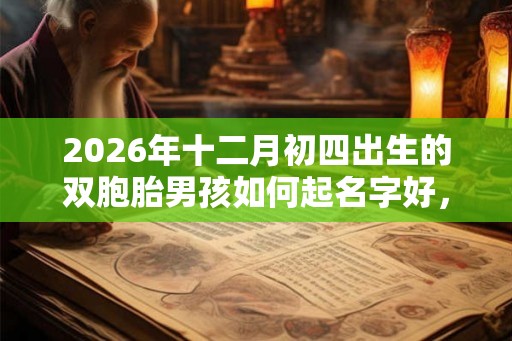 2026年十二月初四出生的双胞胎男孩如何起名字好，五行属什么？