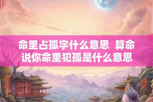 命里占孤字什么意思  算命说你命里犯孤是什么意思