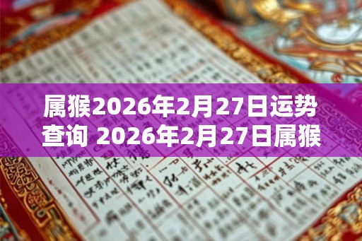 属猴2026年2月27日运势查询 2026年2月27日属猴人运势好吗 属猴2026年2月27日运势查询 2026年2月27日属猴人运势好吗