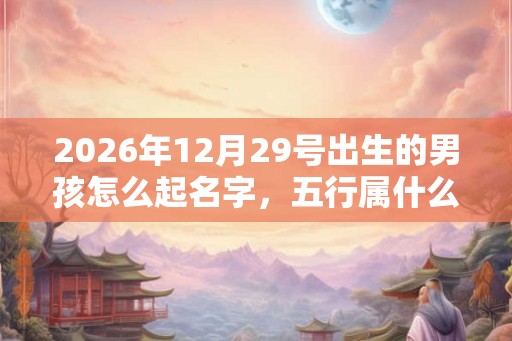 2026年12月29号出生的男孩怎么起名字，五行属什么