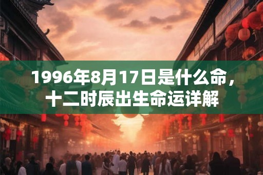 1996年8月17日是什么命,十二时辰出生命运详解 1996年8月17日是什么命,十二时辰出生命运详解