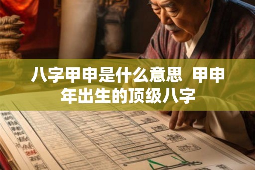 八字甲申是什么意思  甲申年出生的顶级八字