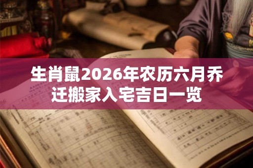 生肖鼠2026年农历六月乔迁搬家入宅吉日一览