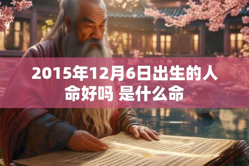 2015年12月6日出生的人命好吗 是什么命