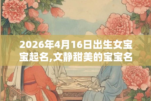 2026年4月16日出生女宝宝起名,文静甜美的宝宝名