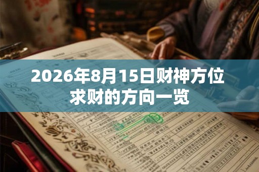 2026年8月15日财神方位 求财的方向一览