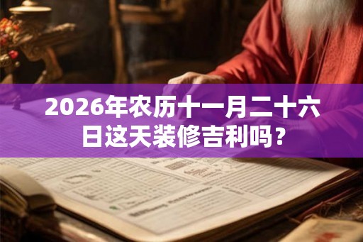 2026年农历十一月二十六日这天装修吉利吗？