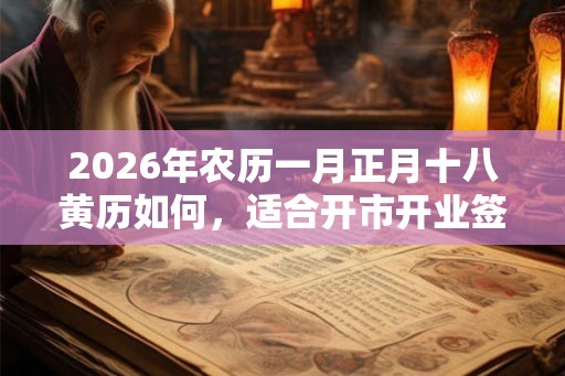 2026年农历一月正月十八黄历如何，适合开市开业签约吗？