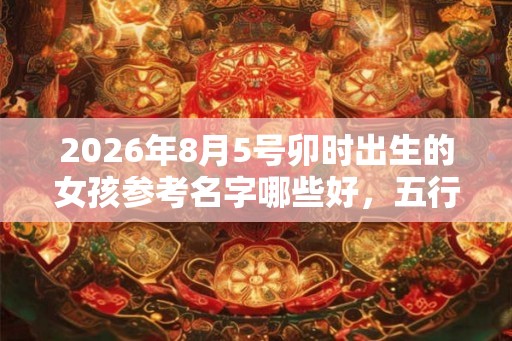 2026年8月5号卯时出生的女孩参考名字哪些好，五行属什么