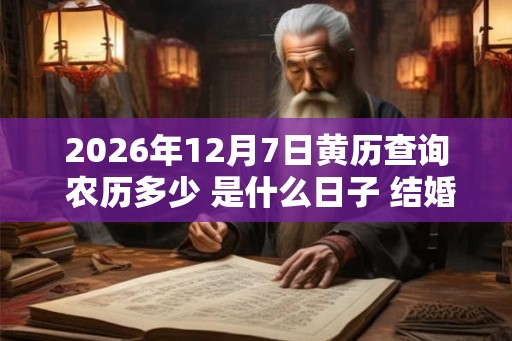 2026年12月7日黄历查询 农历多少 是什么日子 结婚吉时