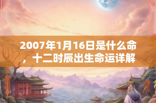 2007年1月16日是什么命，十二时辰出生命运详解